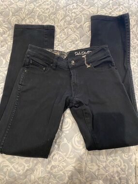 Volcom Black Skinny Jeans with Subtle Chain Accent